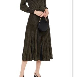 Sandro Metallic Bishop Sleeve V Neck Dress